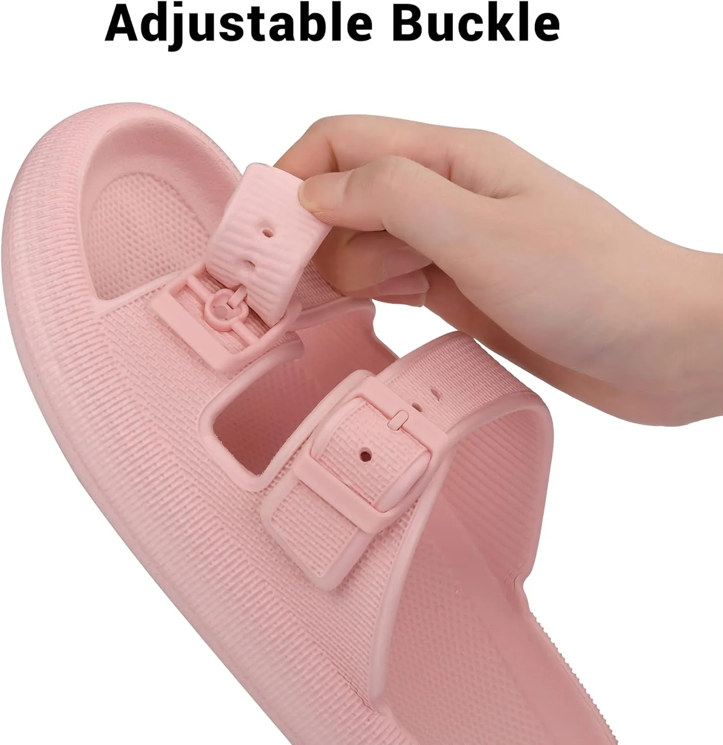 VONMAY Comfort Sandals for Women and Men Pillow Slippers Double Buckle Quick Dry Adjustable Slides Cushioned Thick Sole EVA Flat Sandals