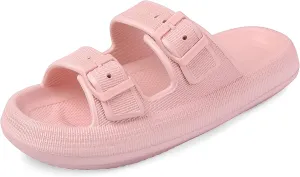 VONMAY Comfort Sandals for Women and Men Pillow Slippers Double Buckle Quick Dry Adjustable Slides Cushioned Thick Sole EVA Flat Sandals
