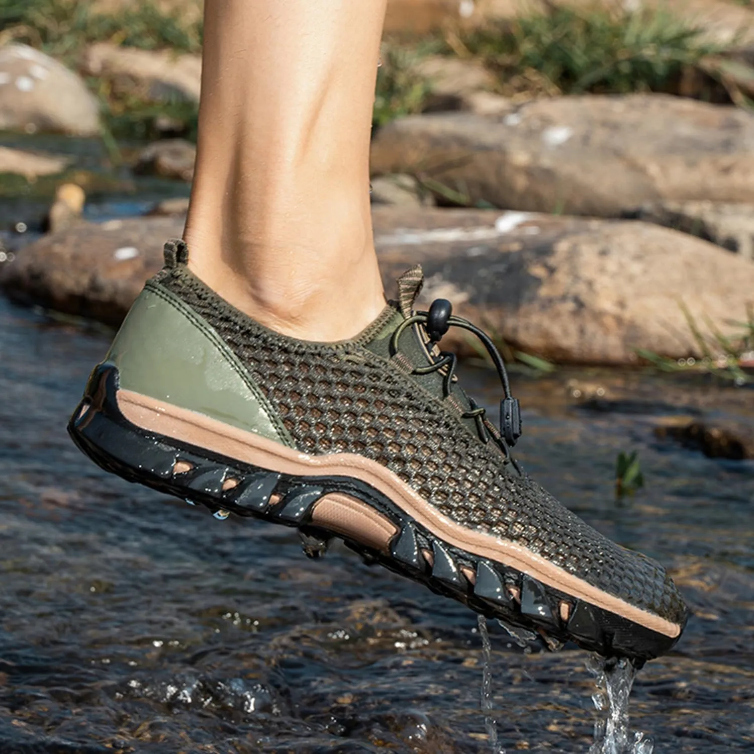 Water Shoes Men Outdoor Hiking Shoes Quick Drying Beach Aqua Shoes Men's Amphibious Water Shoes Summer Non-Slip Quick Drying Water Sandals River Shoes