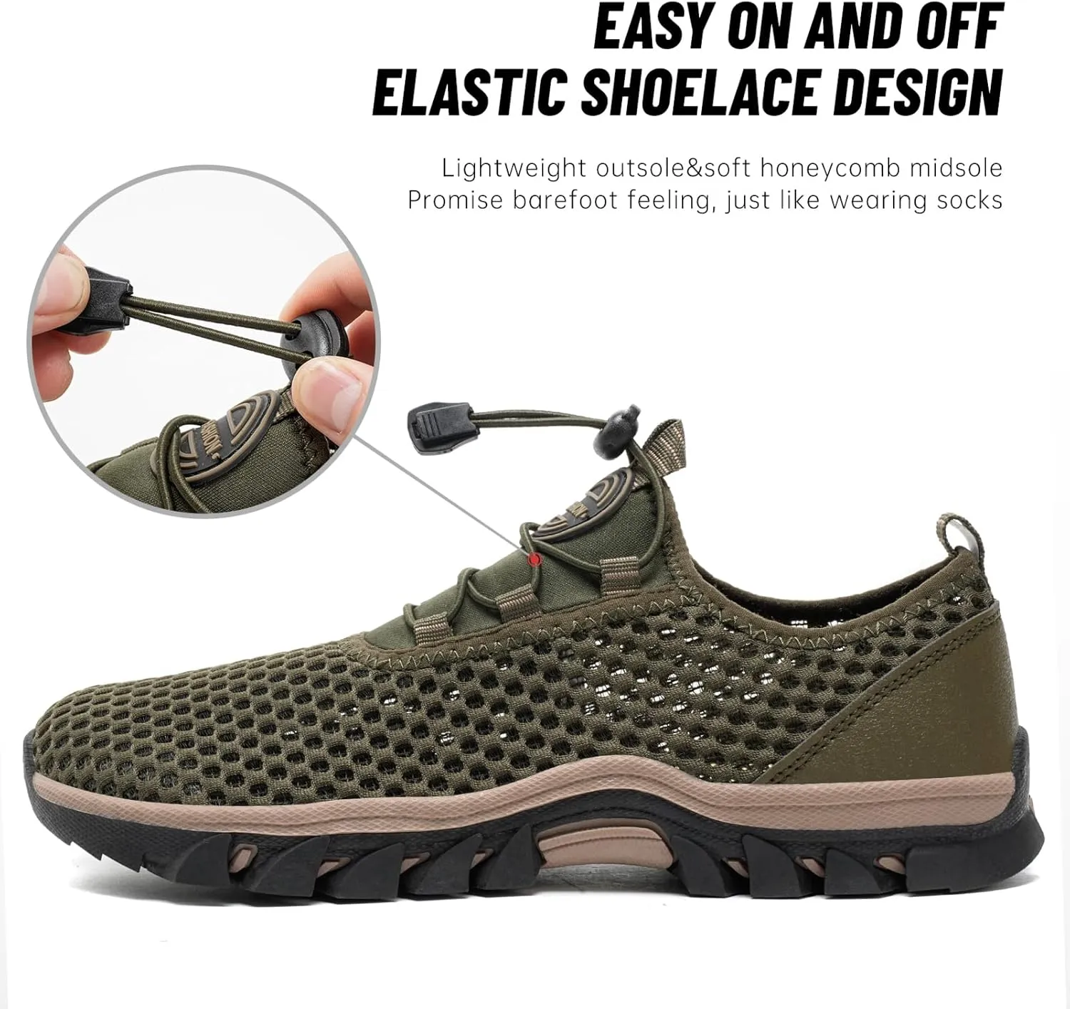 Water Shoes Men Outdoor Hiking Shoes Quick Drying Beach Aqua Shoes Men's Amphibious Water Shoes Summer Non-Slip Quick Drying Water Sandals River Shoes