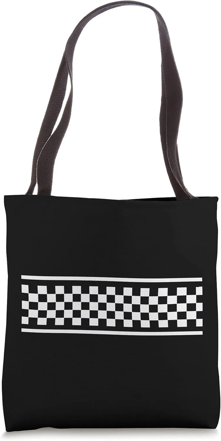 White Checker Pattern Checkerboard Skater Surfer Style Teens Tote Bag