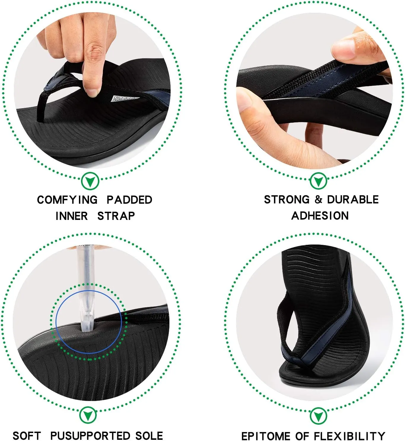 Womans Sandals Flip Flop with Orthotic For Flat Feet Plantar Fasciitis Arch Support Athletic Slide Sandals Relieve Flat Feet, High Arch,