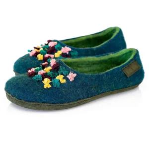 Women Felted Wool Slippers with Indian Silk Ribbons - Mothers Day Gifts