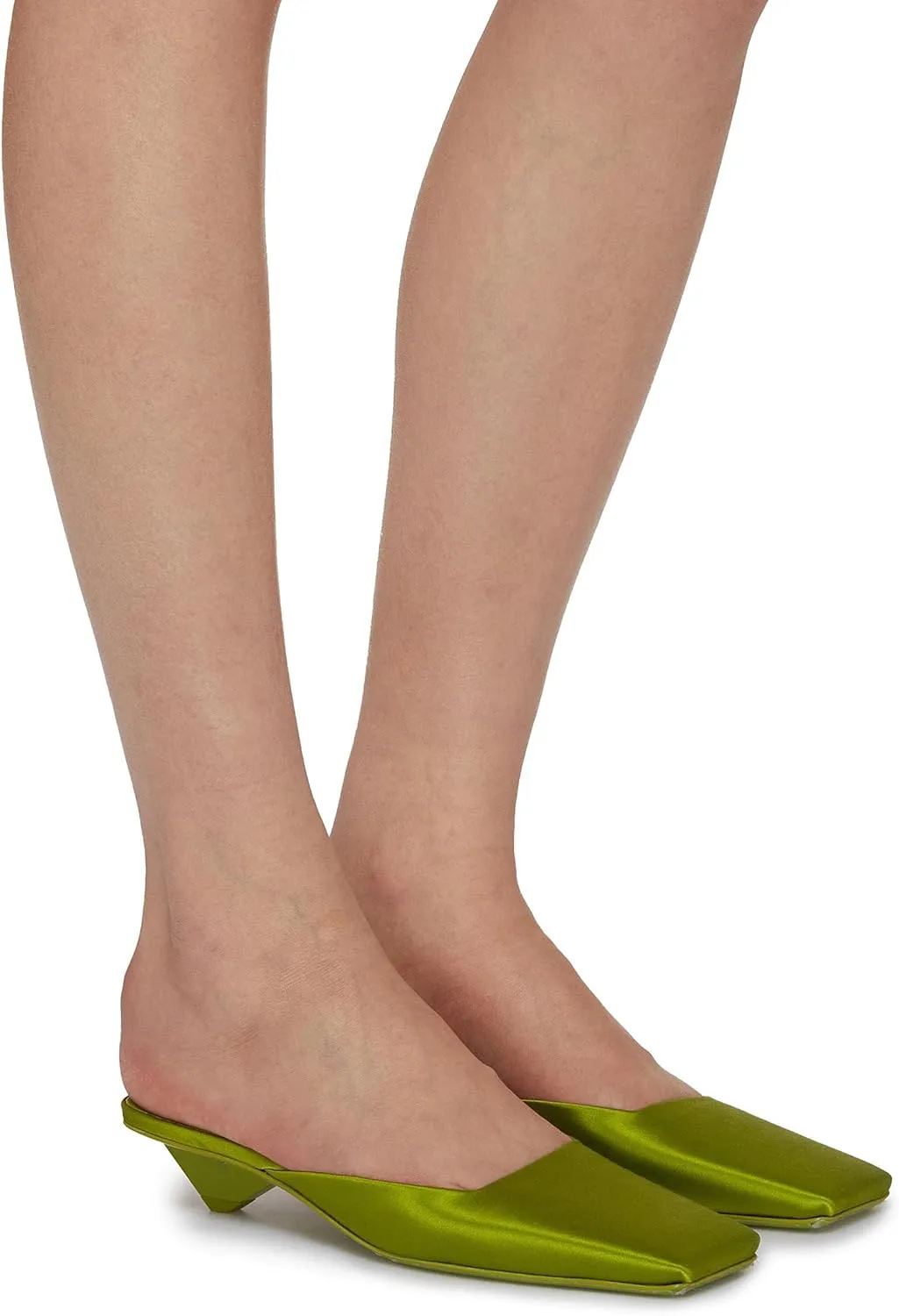 Women Mules Backless Satin Sandals Slip On Low Heel Square Toe Loafers Comfortable Casual Slides Dress Shoes for Wedding Party Women's Mules & Clogs