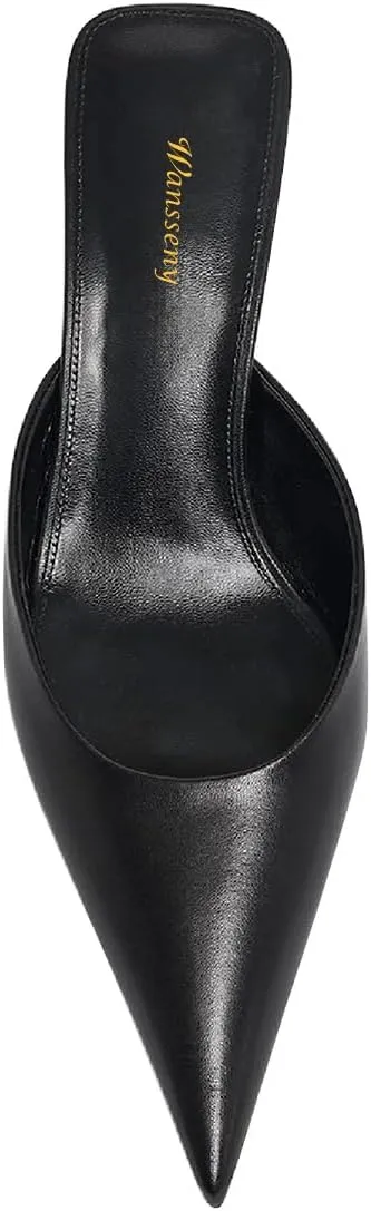 Women Stylish Pointed Toe Slip On Comfy Mules Low Kitten Heel Pumps Backless Ladies Casual Daily Slippers Size 4-16 US