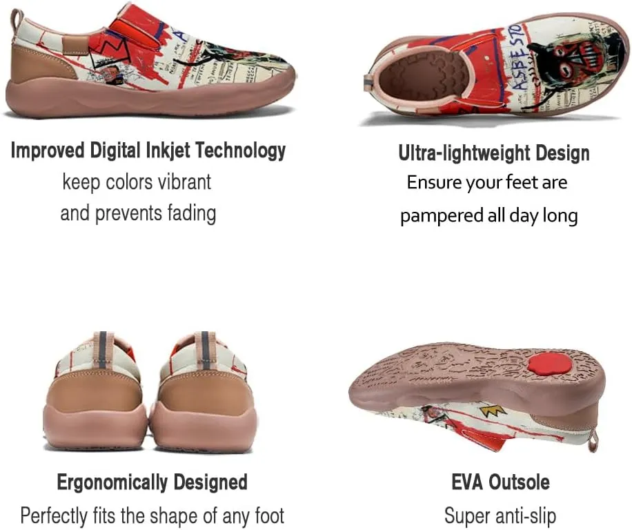 Women's Art Painted Travel Shoes Classical Floral Pattern Slip On Loafers Leather Lightweight Comfort Sneakers