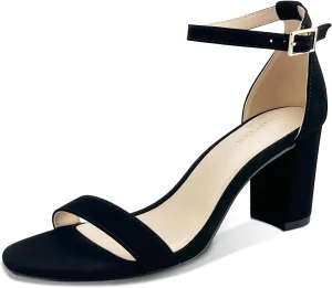 Women's Chunk Low Heel Pump Sandals, Heels for Women Open Toe Ankle Strap Chunky Heel Sandals