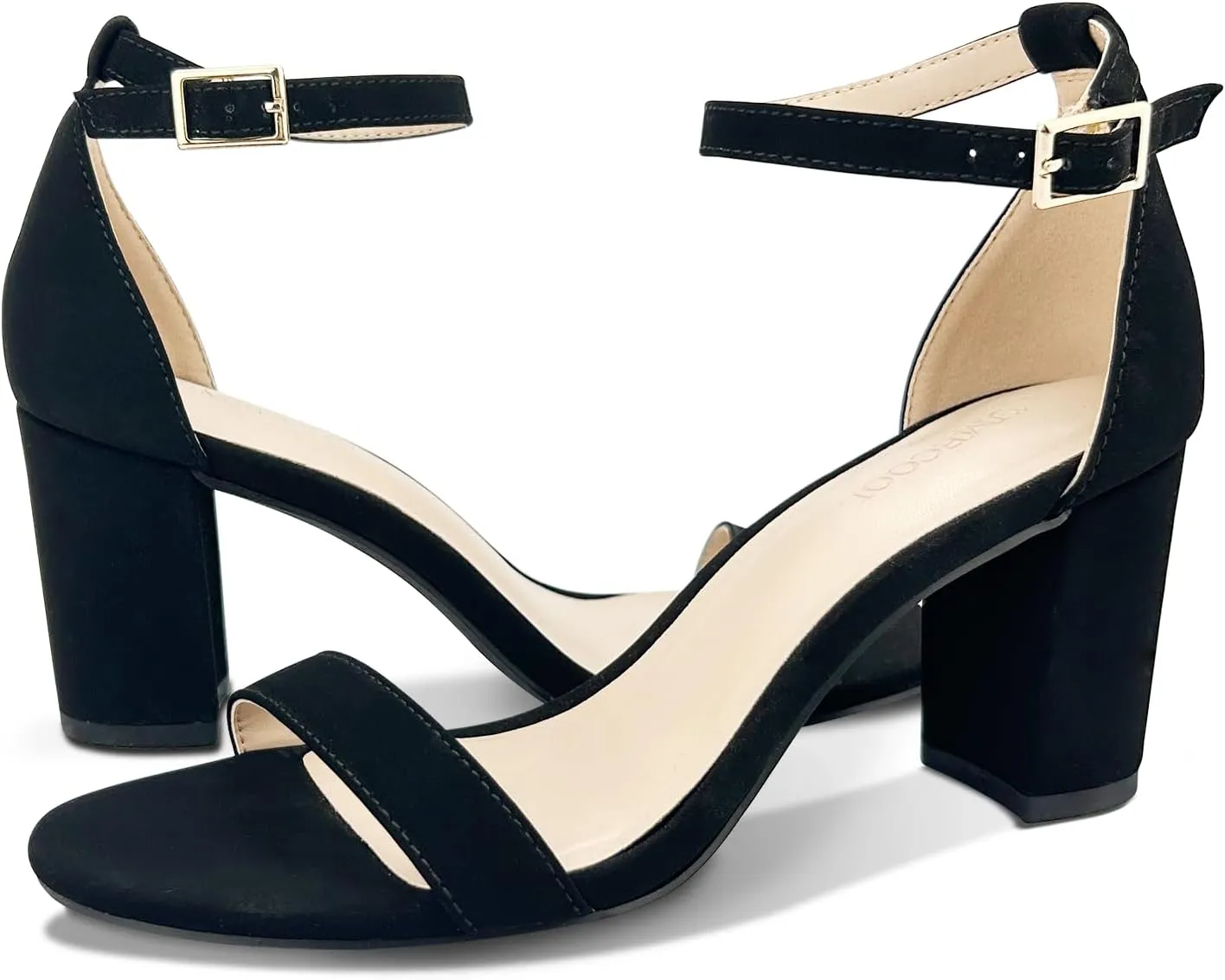 Women's Chunk Low Heel Pump Sandals, Heels for Women Open Toe Ankle Strap Chunky Heel Sandals