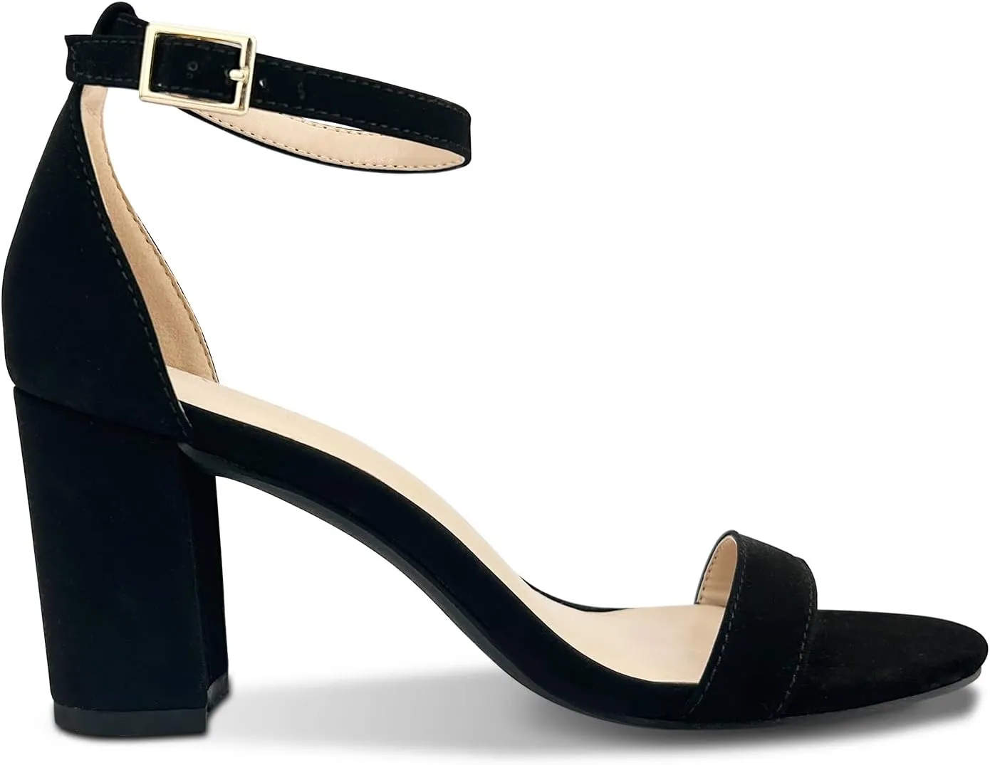 Women's Chunk Low Heel Pump Sandals, Heels for Women Open Toe Ankle Strap Chunky Heel Sandals