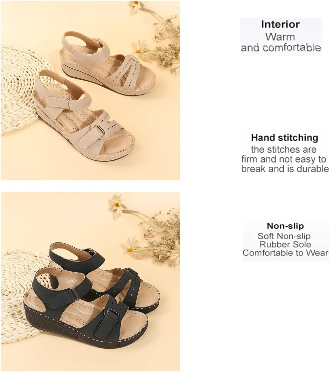 Women's Comfortable Low Heel Sandals,Sandals with Adjustable Straps and Arch Support,Casual Roman Style Walking Sandals.