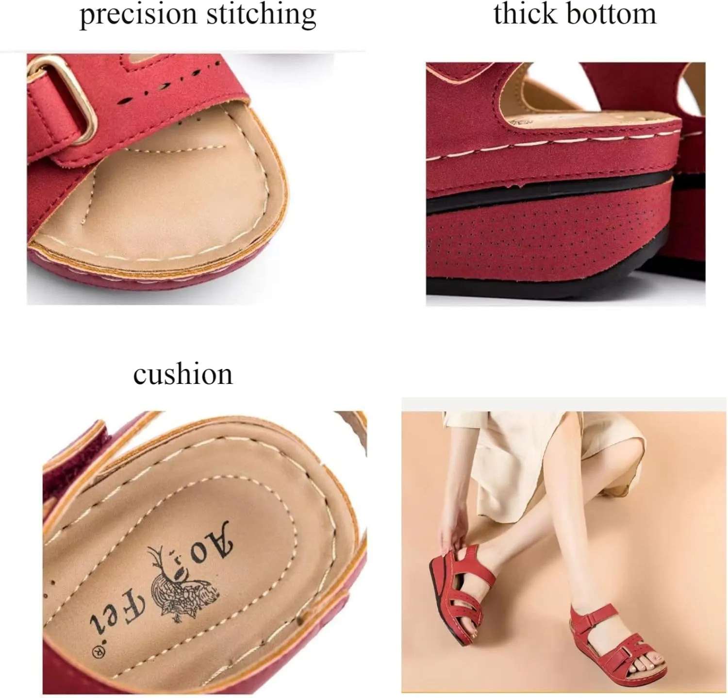 Women's Comfortable Low Heel Sandals,Sandals with Adjustable Straps and Arch Support,Casual Roman Style Walking Sandals.