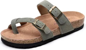 Women's Cork Footbed Slide Sandals With Arch Support,Comfortable Summer Beach Sandals For Women Girls Ladies