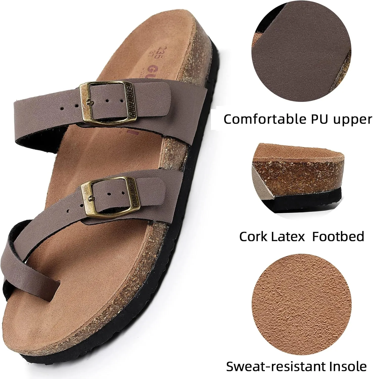 Women's Cork Footbed Slide Sandals With Arch Support,Comfortable Summer Beach Sandals For Women Girls Ladies