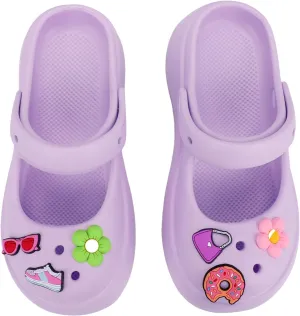 Women's Garden Clogs Slip on Garden Shoes Cute Mary Jane Slides with DIY Charms, Quick Drying Water Shoes Sandals
