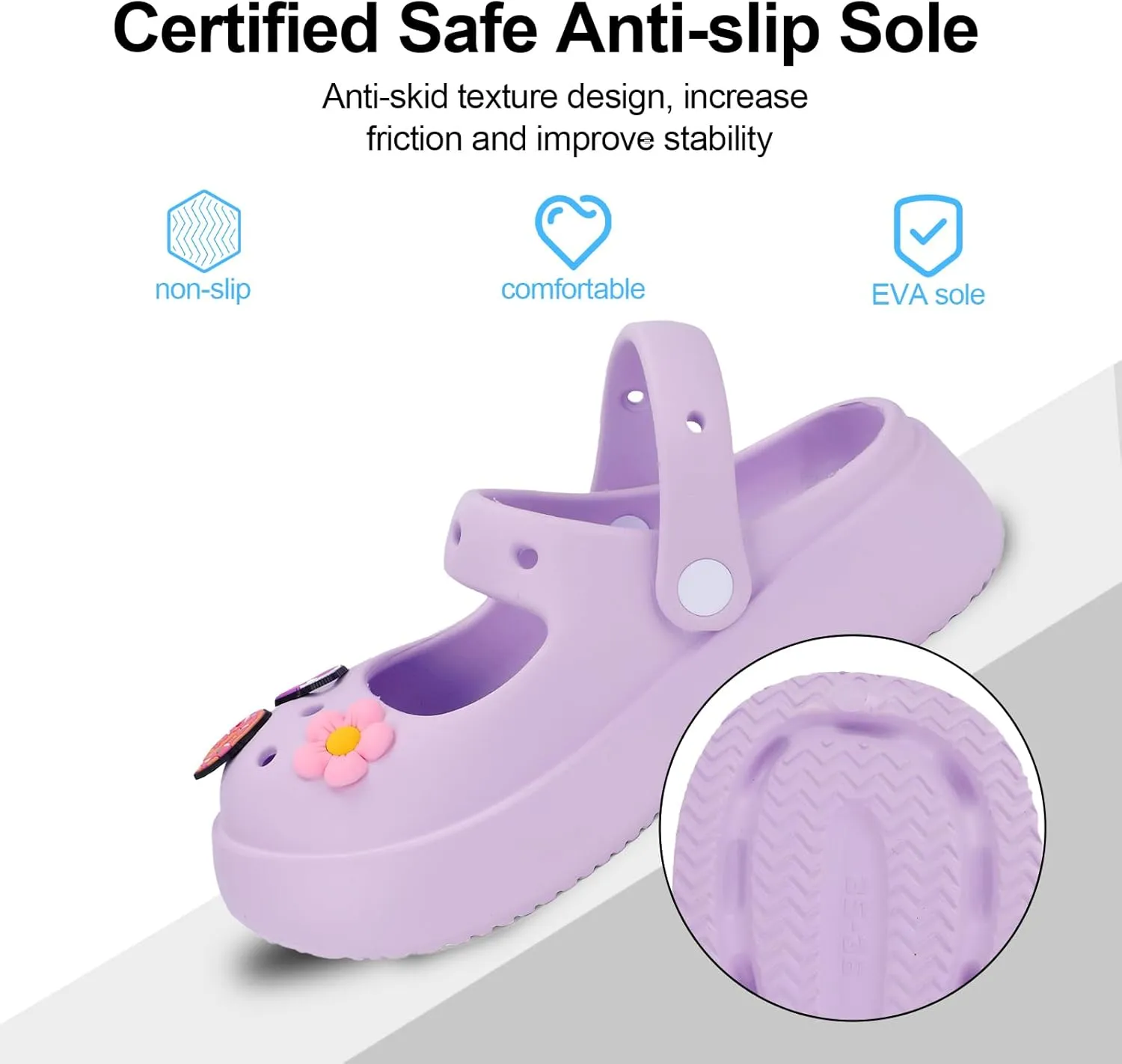 Women's Garden Clogs Slip on Garden Shoes Cute Mary Jane Slides with DIY Charms, Quick Drying Water Shoes Sandals
