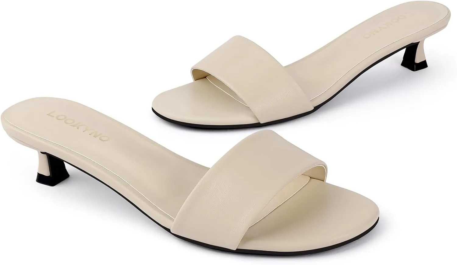 Womens Heeled Sandals Open Round Toe Kitten Low Heels for Women Slip on Slide Sandals Mule Heels Fashion Comfort Dress Party Shoes