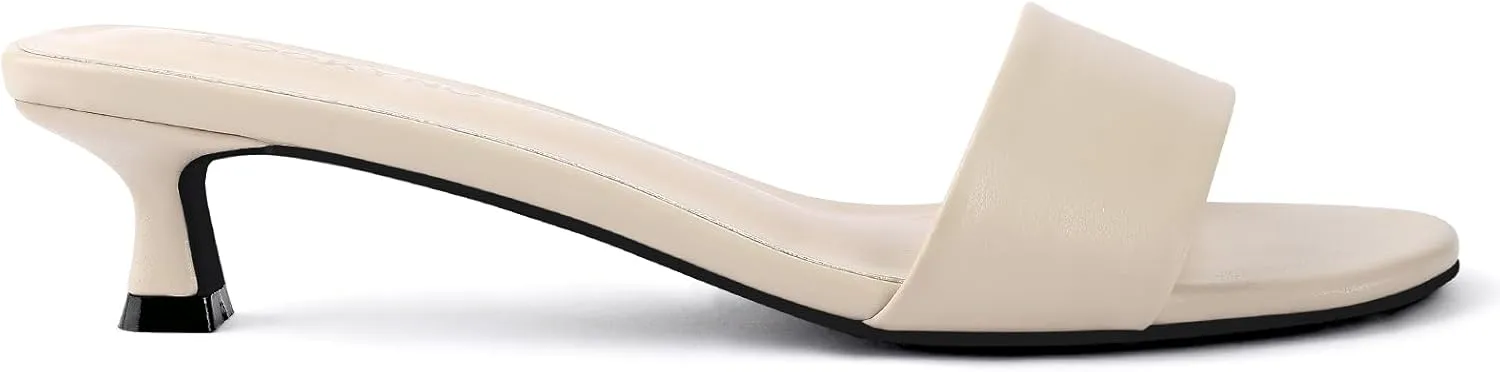 Womens Heeled Sandals Open Round Toe Kitten Low Heels for Women Slip on Slide Sandals Mule Heels Fashion Comfort Dress Party Shoes