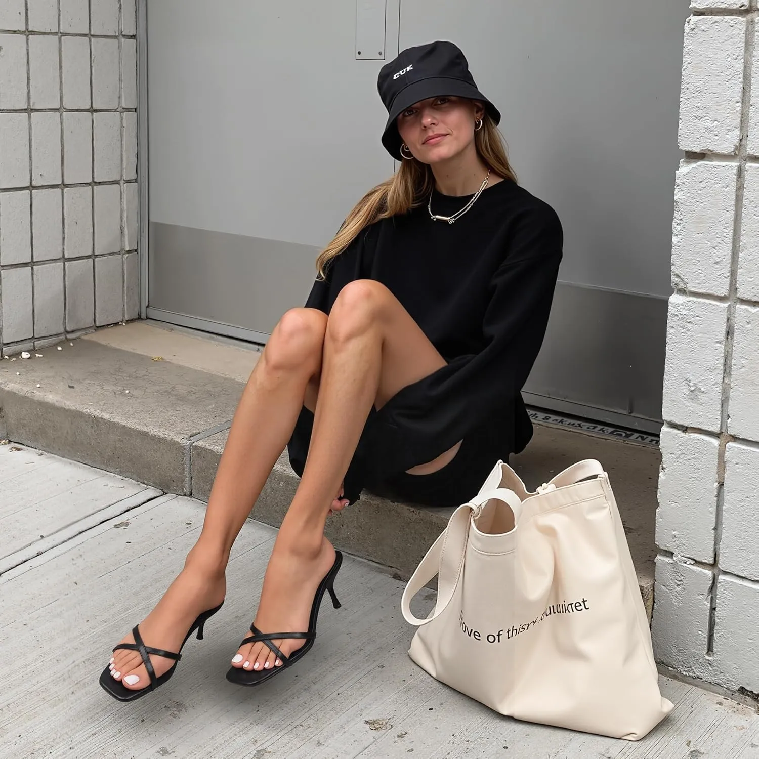 Womens Kitten Heels Open Square Toe Low Heeled Sandals Cross Band Slip on Stiletto Heels Comfort Mules Slides Summer Dress Pumps