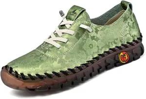 Women's Leather Soft Bottom Flat Shoes, Handmade Cowhide Loafers Breathable Non-Slip Comfort Orthopedic Walking Shoes