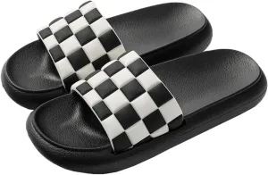 Women's Men's Checkerboard Slippers Shower Sandals Quick Drying Thick Sole Non-Slip Lightweight Household Bathroom Checkered Slippers Garden Bedroom Checkerboard Slides Sandals