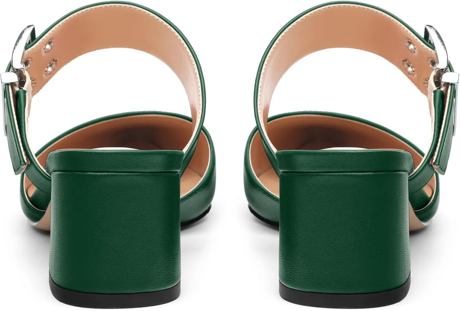 Women's Mules Buckle Adjustable Strap Pointed Toe Comfort Casual Matte Chunky Low Heel Pumps Slide Sandals 2 Inch