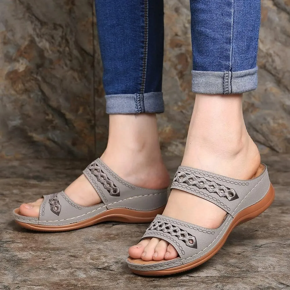 Womens Orthopedic Mesh Sandals Breathable Hollow Design Summer Casual Slides Comfortable Arch Support Beach Walking Shoes Quick Dry Sport Footwear Orthopedic Shoes for Women