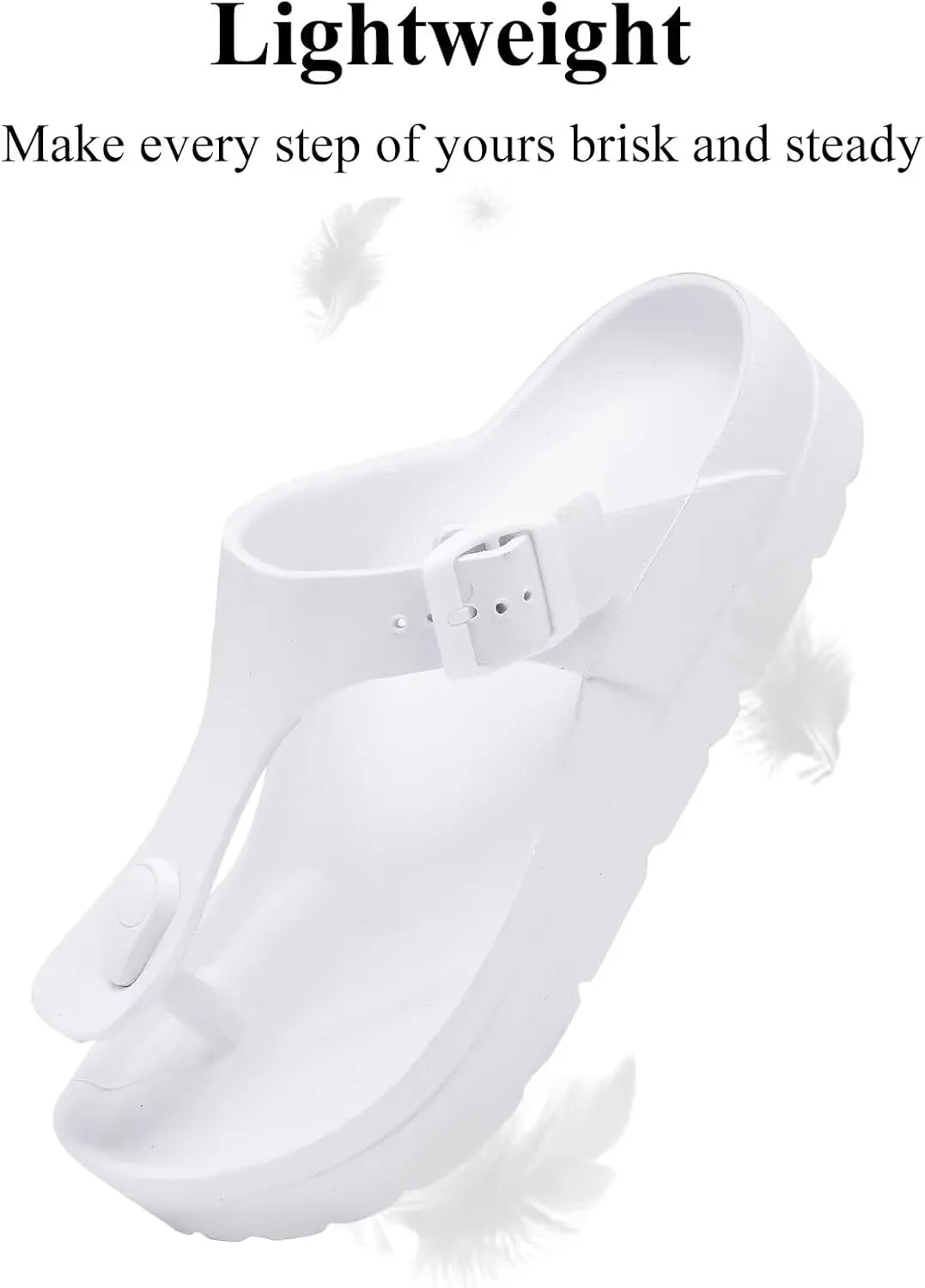 Womens Platform Sandals with Arch Support, Adjustable Buckle Beach Sandal Woman Comfort Lightweight Ultra Cushion EVA Slides