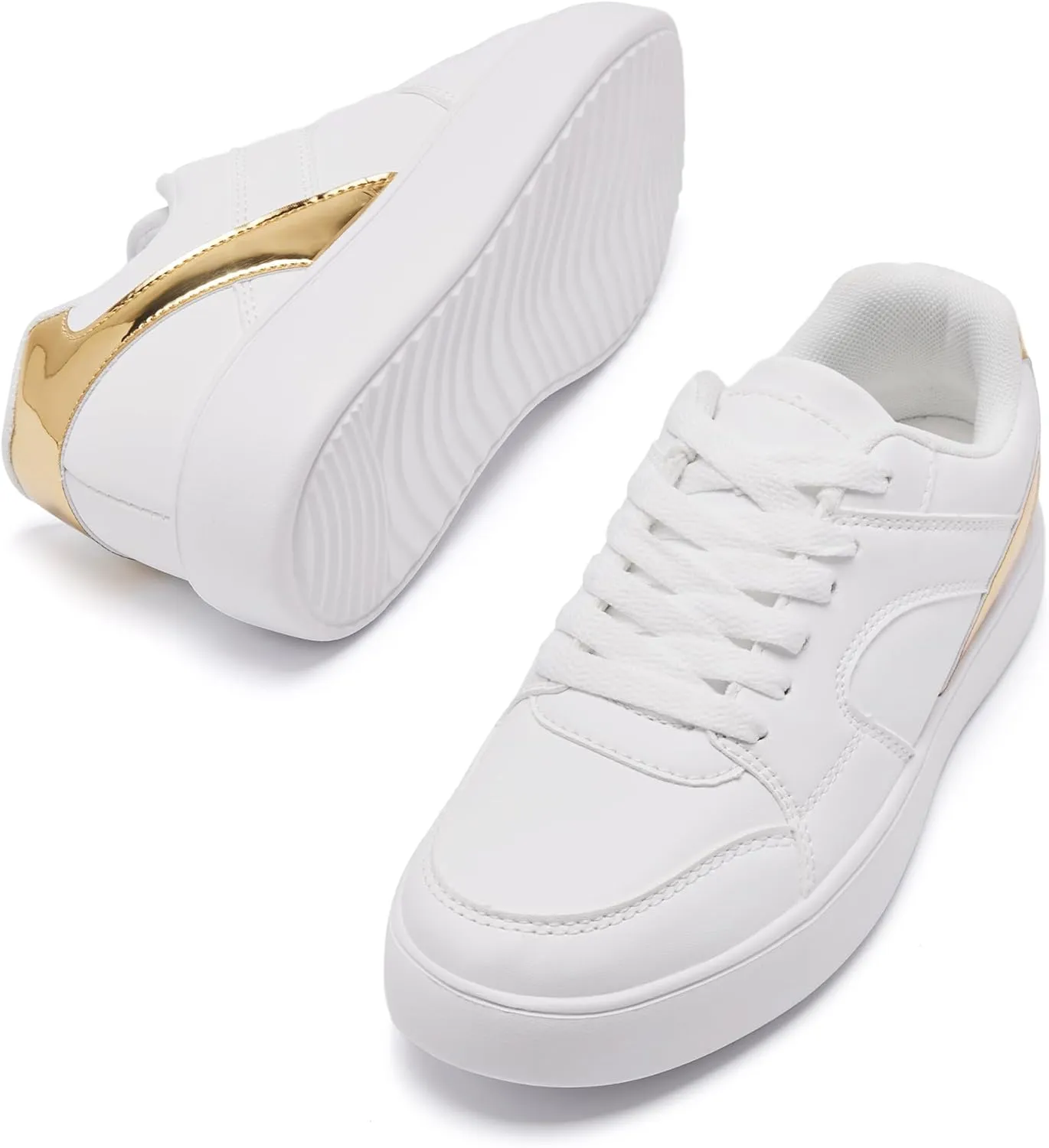 Women's Skateboard Shoes Fashion Casual Sneakers Low Top Lightweight Comfortable Lace-Up Leather Non Slip Shoe