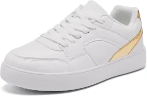Women's Skateboard Shoes Fashion Casual Sneakers Low Top Lightweight Comfortable Lace-Up Leather Non Slip Shoe