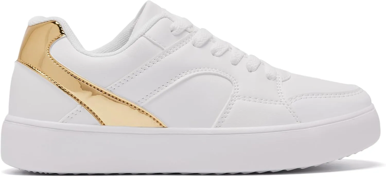 Women's Skateboard Shoes Fashion Casual Sneakers Low Top Lightweight Comfortable Lace-Up Leather Non Slip Shoe