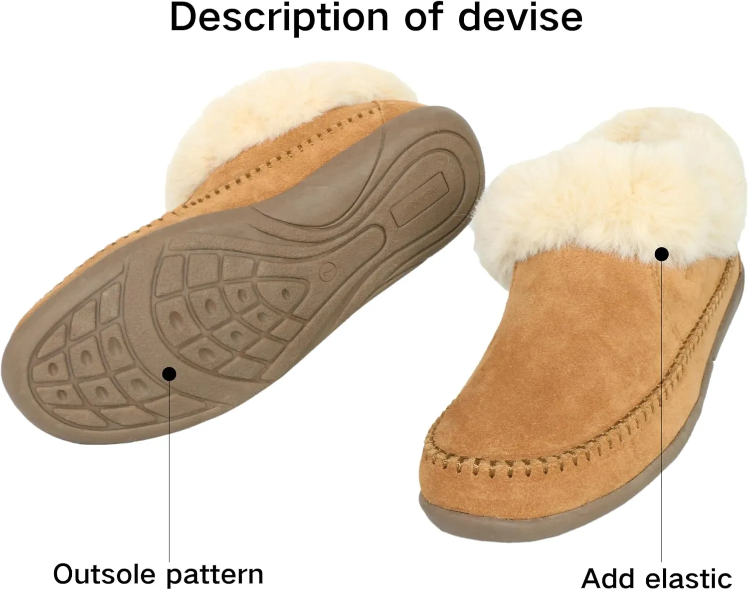 Women's Slippers Genuine Suede Memory Foam Winter House Fluffy Slippers with Faux Fur Collar and Sheepskin Insole Indoor and Outdoor Warm Shoes Rubber Sole