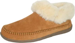 Women's Slippers Genuine Suede Memory Foam Winter House Fluffy Slippers with Faux Fur Collar and Sheepskin Insole Indoor and Outdoor Warm Shoes Rubber Sole