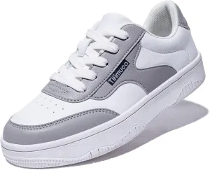 Women's Vegan Leather Low Top Lace Up Non Slip Walking Running Sneakers Skateboard Tennis Shoes Comfortable Casual Athletic Versatile Fashion Sneakers