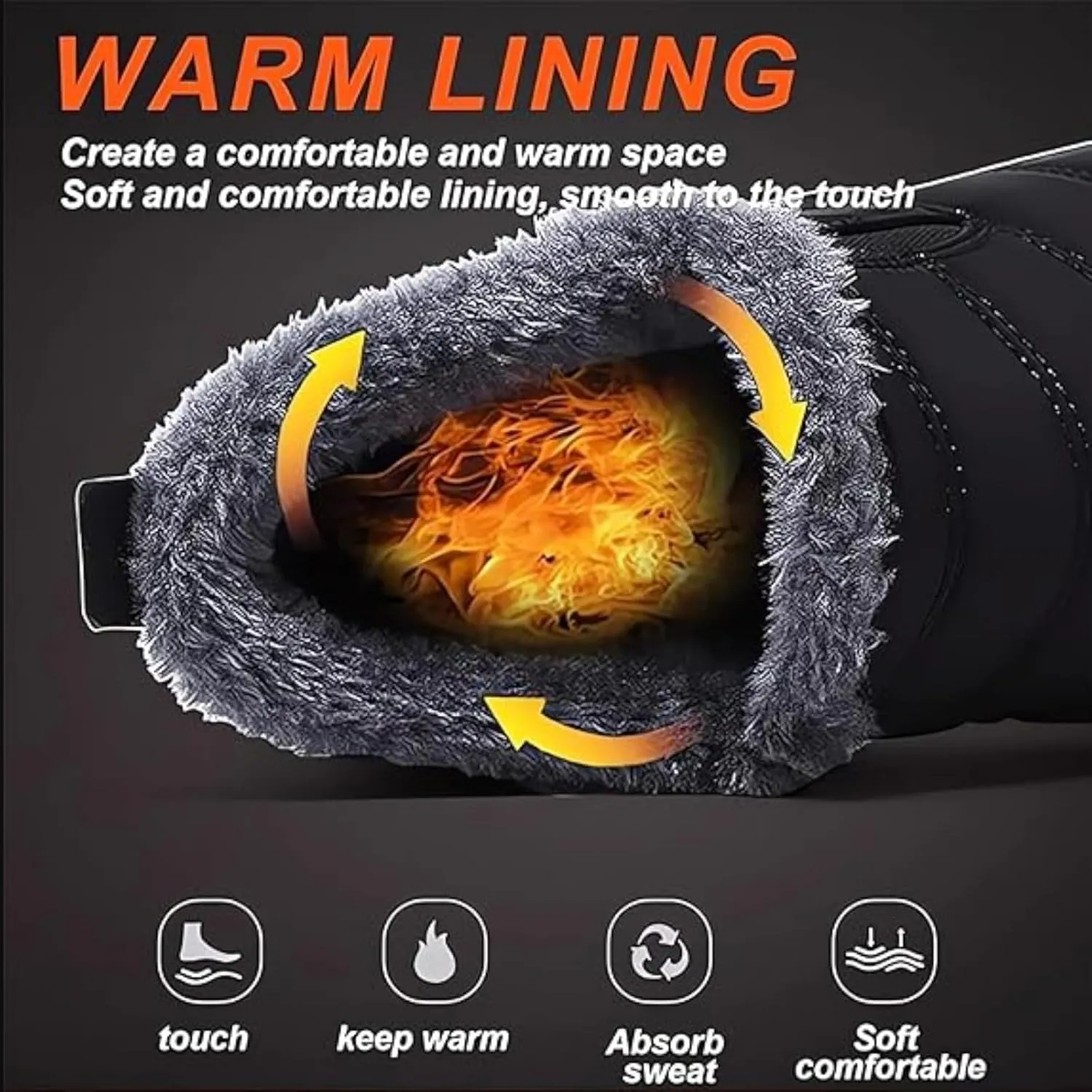 Women's Warm Sheepskin-Lined Boots Winter Snow Boots Comfortable Waterproof Orthopedic Ankle Boots Fur Fuzzy Slip On Warm Arch Support Shoes
