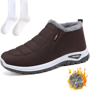 Women's Warm Sheepskin-Lined Boots Winter Snow Boots Comfortable Waterproof Orthopedic Ankle Boots Fur Fuzzy Slip On Warm Arch Support Shoes
