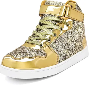 Wooowyet Glitter Shoes Kids High Top Sneakers for Boys Girls Gift Party Birthday Christmas Halloween