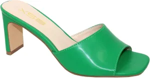 X2B Womens Chunky Heel Sandals Open Square Toe Mule Heel Sandal Slip On High Heels Shoes