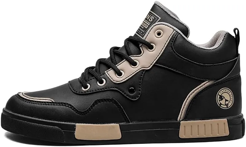 YAXE Men's Casual PU High Top Lace Up Skateboarding Shoes Sports Sneakers