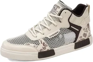 YAXE Men's Casual PU High Top Lace Up Skateboarding Shoes Sports Sneakers