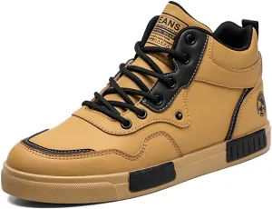 YAXE Men's Casual PU High Top Lace Up Skateboarding Shoes Sports Sneakers
