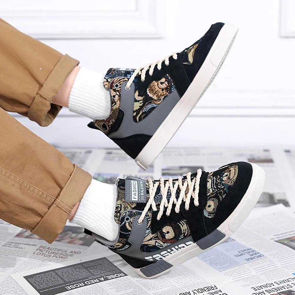 YAXE Men's Casual PU High Top Lace Up Skateboarding Shoes Sports Sneakers