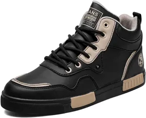 YAXE Men's Casual PU High Top Lace Up Skateboarding Shoes Sports Sneakers