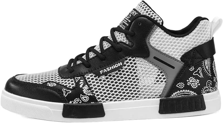 YAXE Men's Casual PU High Top Lace Up Skateboarding Shoes Sports Sneakers