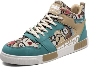 YAXE Men's Casual PU High Top Lace Up Skateboarding Shoes Sports Sneakers