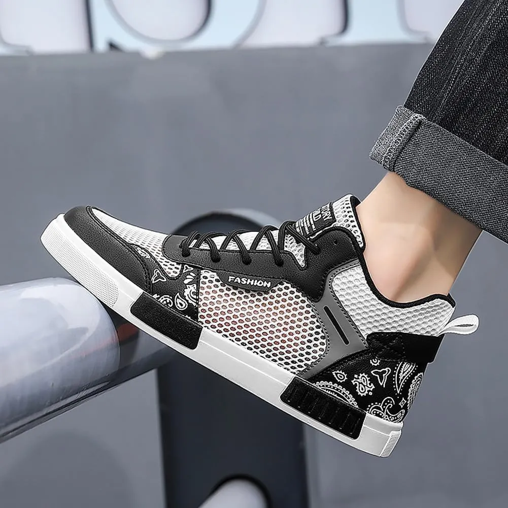 YAXE Men's Casual PU High Top Lace Up Skateboarding Shoes Sports Sneakers