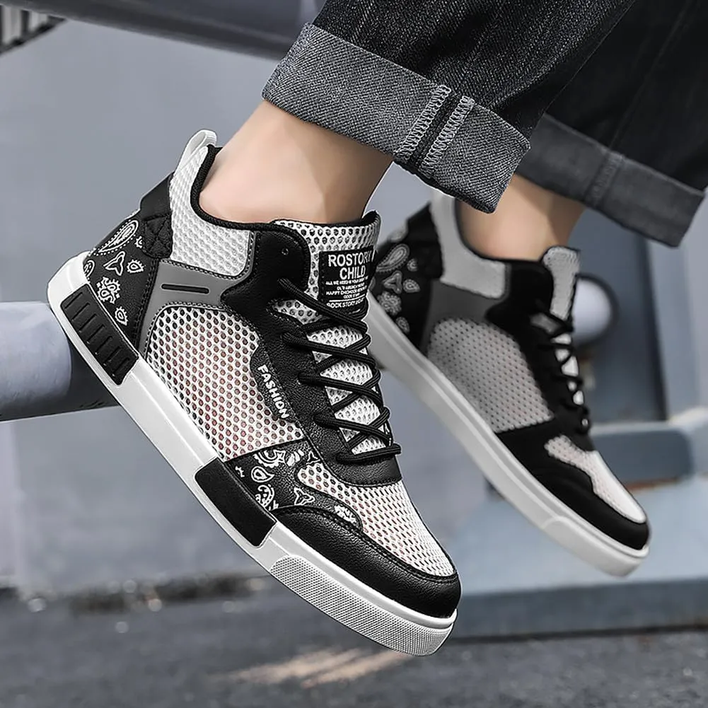 YAXE Men's Casual PU High Top Lace Up Skateboarding Shoes Sports Sneakers
