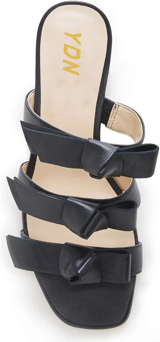 YDN Women Adorable Open Toe Low Heel Slide Sandals Slip on Clogs Mules Block Comfy Sandals Dress Shoes