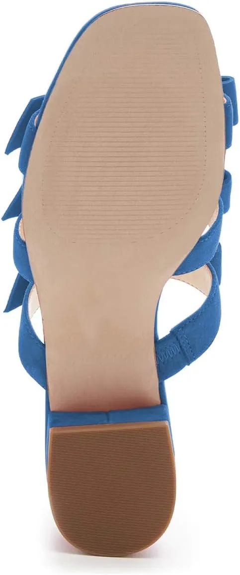 YDN Women Adorable Open Toe Low Heel Slide Sandals Slip on Clogs Mules Block Comfy Sandals Dress Shoes