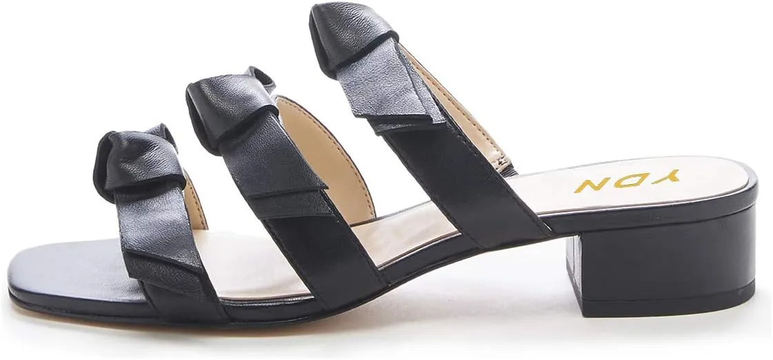 YDN Women Adorable Open Toe Low Heel Slide Sandals Slip on Clogs Mules Block Comfy Sandals Dress Shoes
