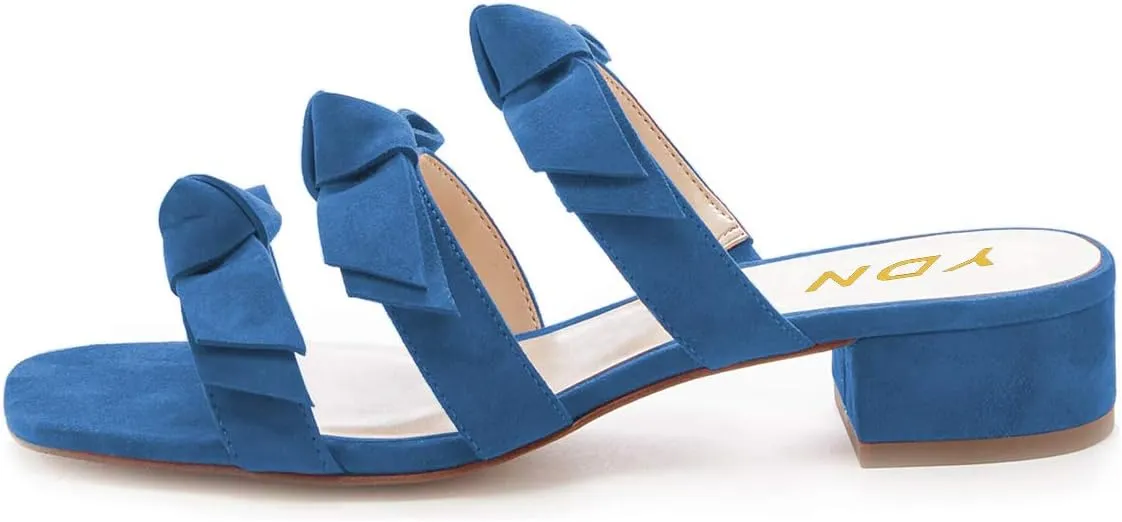 YDN Women Adorable Open Toe Low Heel Slide Sandals Slip on Clogs Mules Block Comfy Sandals Dress Shoes